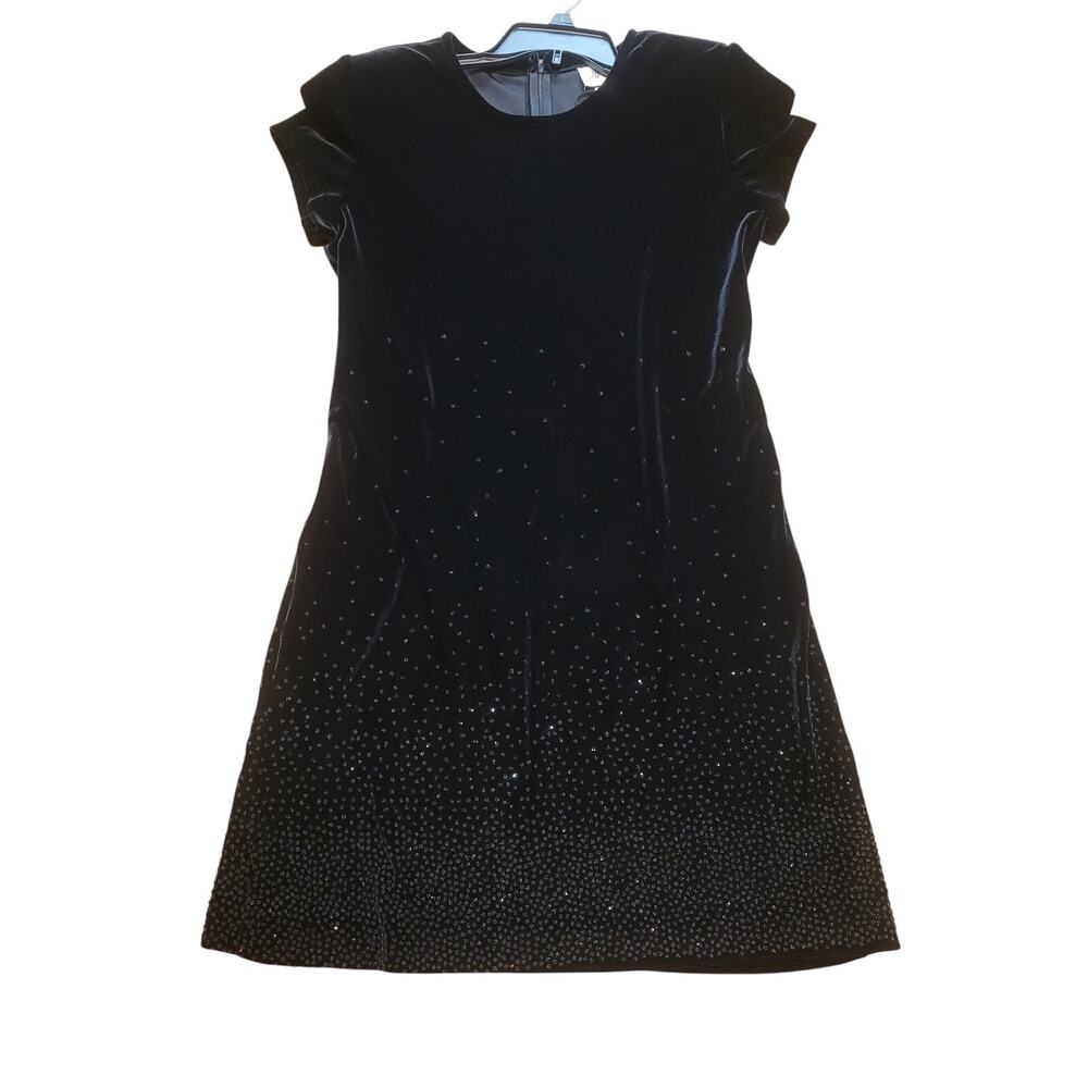 Vintage Jeffrey & Dara Black Velvet Beaded Sparkle Cocktail Dress Sz 12 90s